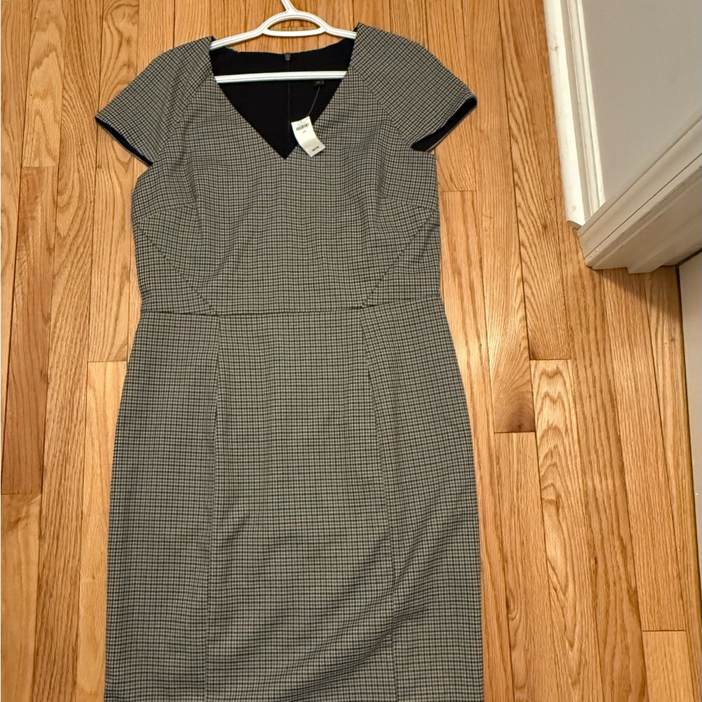 Elegant Grey, Black, and White Checkered Dress